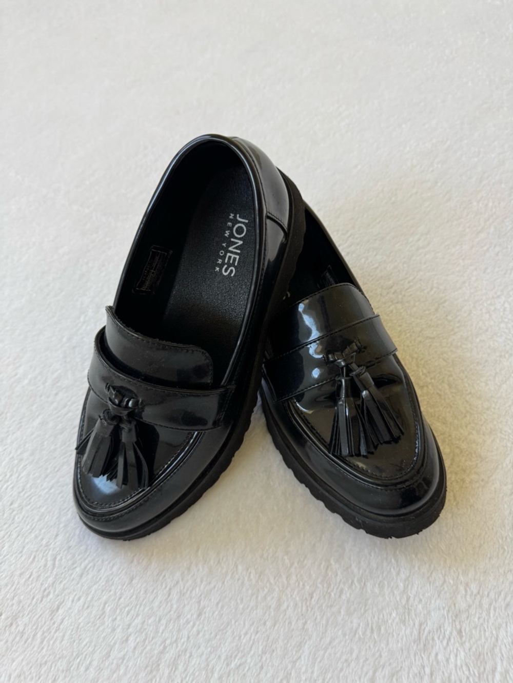 Jones New York Black Patent Tassel Loafers
